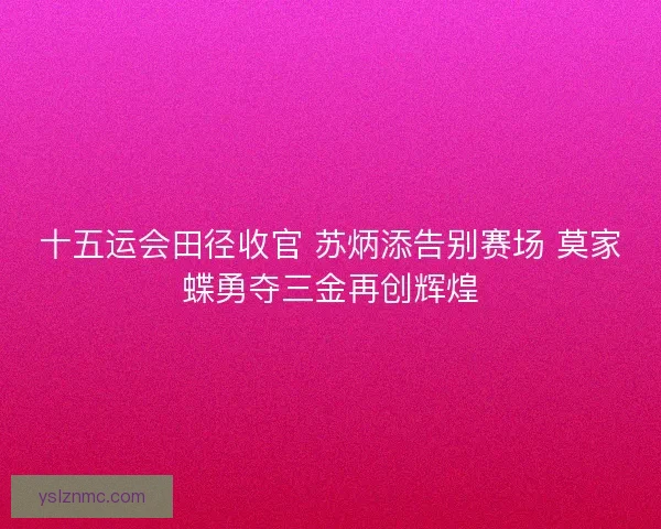 十五运会田径收官 苏炳添告别赛场 莫家蝶勇夺三金再创辉煌